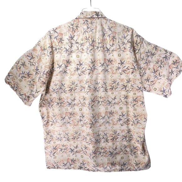Vtg Pierre Cardin Mens Short Sleeve Shirt Button Up Leaf Tropical Cotton Large - Picture 4 of 9